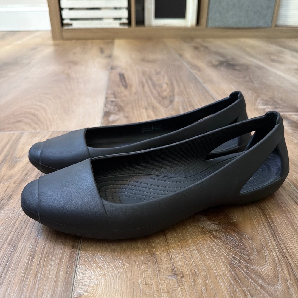 Crocs Shoes Womens Size 9 Black Sienna Flats Ballet Comfort Lightweight Slip On